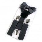 Dětská sada šle a motýlek šedá ocelová