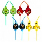 Plastová brčka Angry Birds - mix motivů 8 ks