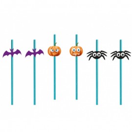 Papírová brčka Halloween - Trick or treat 6 ks