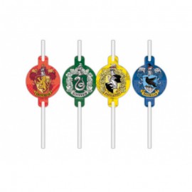 EKO papírová brčka Harry Potter - Bradavické koleje - 4 ks