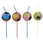 Plastová brčka Smile Comic - mix motivů 8 ks