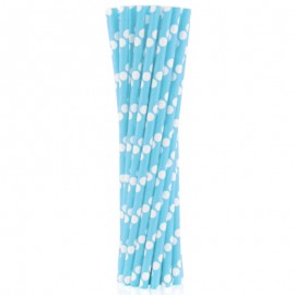 Papírová brčka světle modrá 24 ks