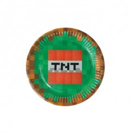 Papírové talíře Pixel - Minecraft - TNT -18 cm - 6 ks