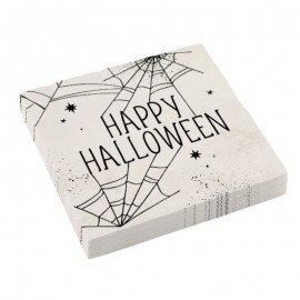 Papírové party ubrousky Happy Halloween - pavučiny 33x33cm, 16 ks